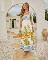 Coastal Country Novelty Print Maxi Dress