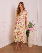 Daytime Darling Pleated Floral Midi Dress