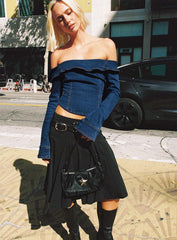 Agnette Low Rise Midi Skirt Black