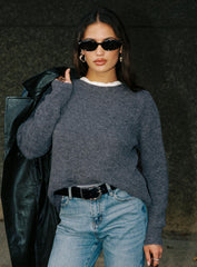 Abrams Rib Knit Crew Sweater Charcoal Marle