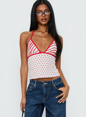 Aelina Halter Top Red / White Polka Dot