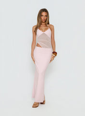 Afinity Sheer V Neck Maxi Dress Pink