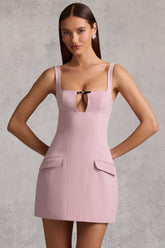 Cut-Out Structured A-Line Mini Dress in Mauve