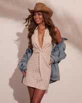 Kaycey Gingham Print Mini Shirt Dress