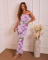 Midnight Gardenia Floral Mesh Maxi Dress