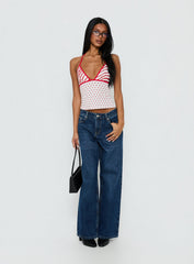 Aelina Halter Top Red / White Polka Dot