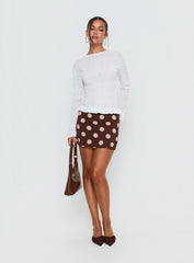 Adelaida Mini Skirt Brown / Pink Polka