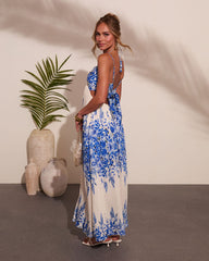 Adine Floral Print Halter Neck Maxi Dress