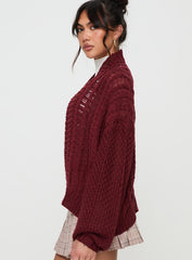 Abner Cable Cardigan Burgundy