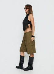 Allyza Baggy Cargo Shorts Olive