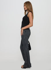 Allude Low Waist Pinstripe Pant Black