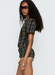 Afterglow Mini Short Navy / Lemon Plaid