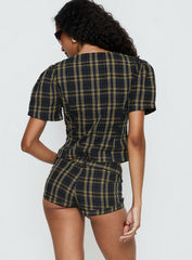 Afterglow Mini Short Navy / Lemon Plaid