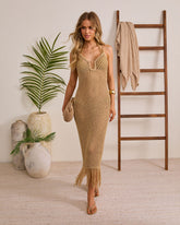 Dusk Glow Fringe Crochet Cover Up Dress