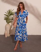 Holiday Shine Tropical Novelty Midi Dress
