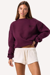 Oversized Crew-Neck Jumper in Burgundy