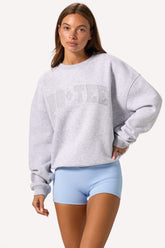 Oversized Crew-Neck Jumper in Grey Marl