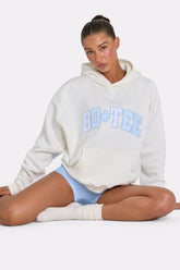 Oversized Applique Hoodie in Coconut