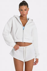 Oversized Zip-Up Hoodie in Coconut