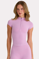 Soft Active Quarter-Zip Top in Sweet Pink