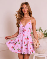 Petal Halo Floral Sweetheart Mini Dress