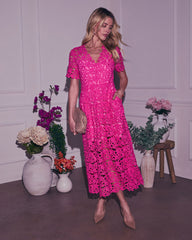 Garcelle Floral Lace Midi Dress