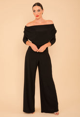 Atom Label Black Carbon Jumpsuit With Sleeve