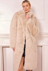 Angeleye Coffee Long Coffee Faux Fur Coat