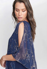 Gina Bacconi Fiona Floral Glittered Asymmetric Dress