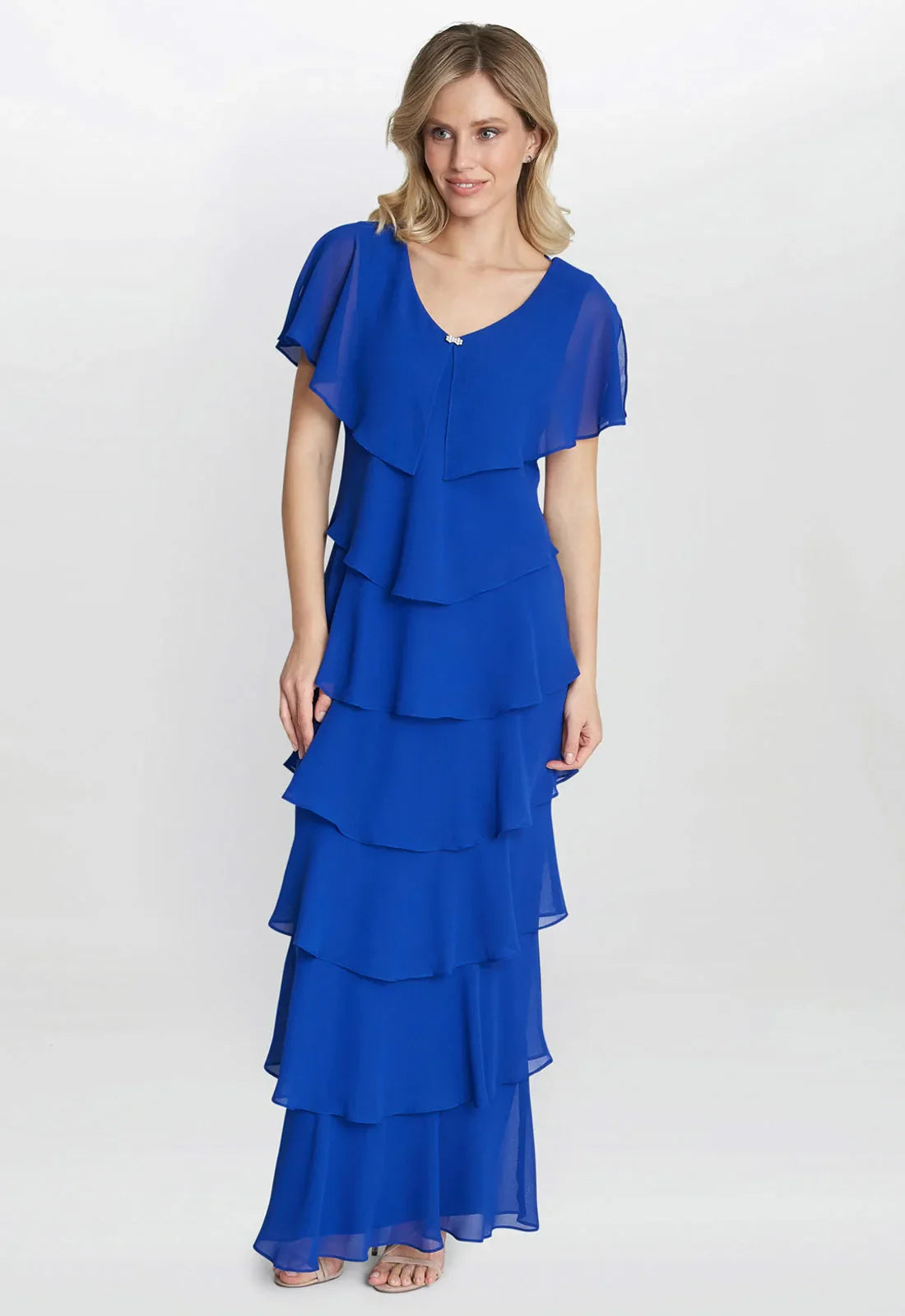 Gina Bacconi Catherine Tiered Maxi Dress