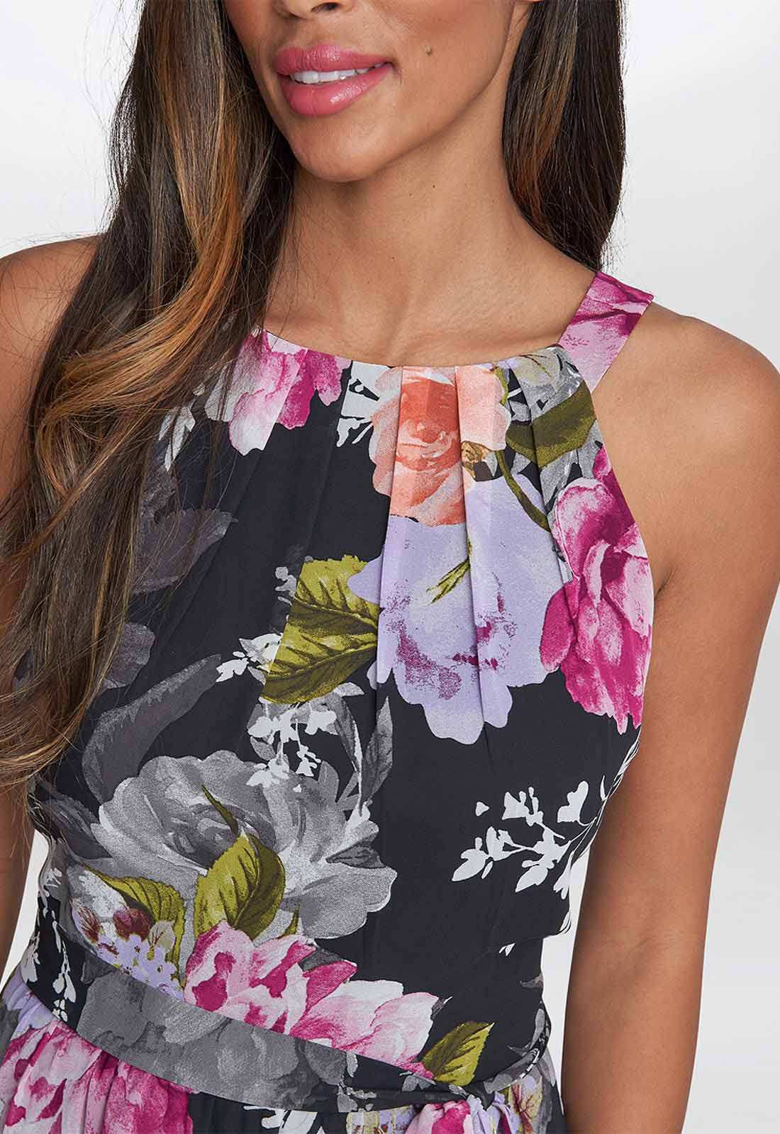 Gina Bacconi Claudia Printed Halter Maxi Dress With Belt
