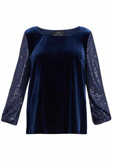 Gina Bacconi Blue Ines Velvet Blouse