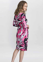 Gina Bacconi Anabelle Printed Jersey Ruffle Dress