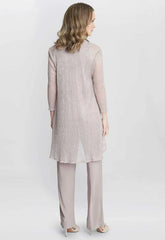 Gina Bacconi Natasha Three Piece Metallic Crinkle Trouser Suit