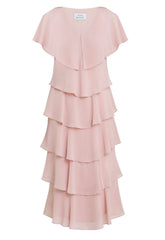 Gina Bacconi Pink Tessa Midi Tiered Dress