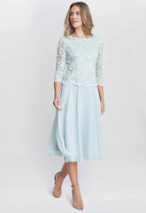 Gina Bacconi Mint Rona Midi Dress With Lace Bodice & Chiffon Skirt
