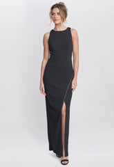 Gina Bacconi Black Esmeralda Sleeveless Column Maxi Dress