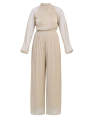 Gina Bacconi Gold / Silver Kylie Metallic Knit Jumpsuit