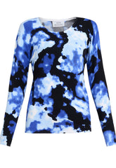 Gina Bacconi Malinda Abstract Blue Tye Dye Print Jumper