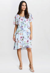 Gina Bacconi Blue Cynthia Floral Tier Dress