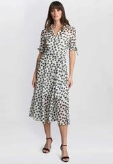 Gina Bacconi Pink and Green Adrienne Shirt Dress