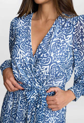 Gina Bacconi Blue Kourtney Chiffon Jumpsuit