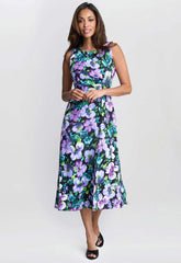 Gina Bacconi Blue Jeselle Floral Printed Dress