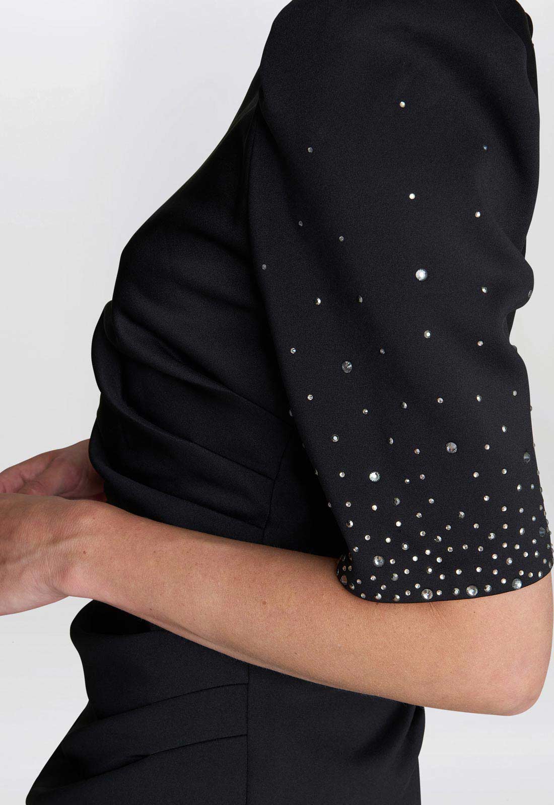 Gina Bacconi Black Louisa Dress With Beaded Sleeve