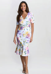 Gina Bacconi Multi Joy Printed Crepe Dress