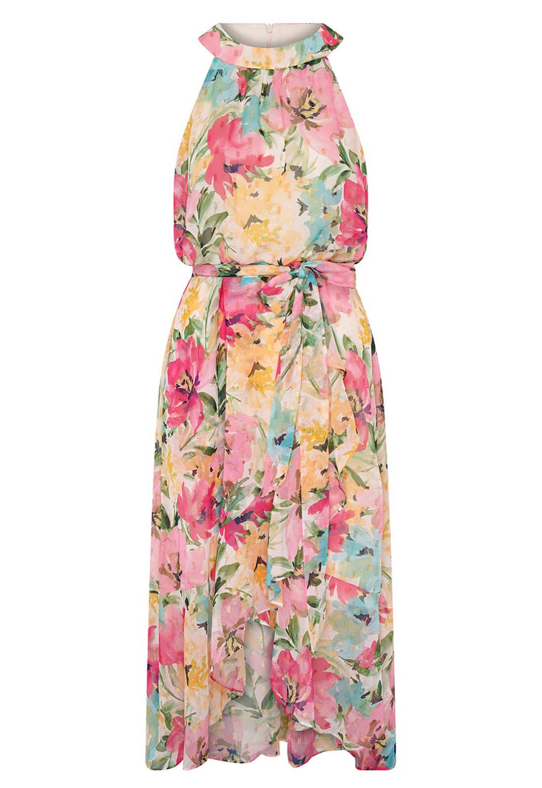 Gina Bacconi Multi Beatrice Lurex Chiffon Dress