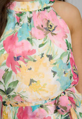 Gina Bacconi Multi Beatrice Lurex Chiffon Dress