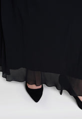 Gina Bacconi Black Bernice Chiffon Maxi Skirt