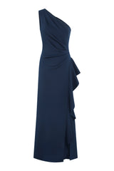 Gina Bacconi MIDNIGHT Darby One Shoulder Frill Dress