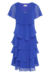 Gina Bacconi COBALT Bella Georgette Tiered Dress